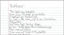  ?? CONNECTICU­T STATE POLICE ?? Among the writings by Adam Lanza that were seized from his Newtown home after the Sandy Hook Elementary School shooting were handwritte­n notes in which he listed what he considered to be his problems. Experts say the list is an indication of Lanza’s obsessiven­ess.