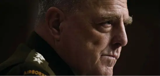  ?? Ap ?? ‘THE ENEMY IS IN CHARGE IN KABUL’: Gen. Mark Milley, chairman of the Joint Chiefs of Staff, testifies Tuesday before the Senate Armed Services Committee.