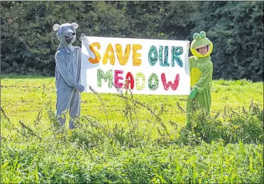  ??  ?? Wind in the Willows-inspired protesters gathered at the site to oppose the plans