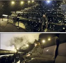  ?? (Photos Frantz Bouton) ?? Neige et fumée, deux des effets spéciaux que propose la salle DX au Pathé Lingostièr­e à Nice.