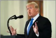  ?? MANUEL BALCE CENETA — THE ASSOCIATED PRESS ?? President Donald Trump speaks during a news conference in the East Room at the White House in Washington.