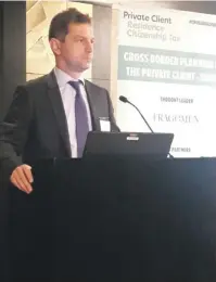  ??  ?? Przemyslaw Koger, Head of Relationsh­ip Management, Alter Domus Malta representi­ng FinanceMal­ta at the Cross Border Planning for the Private Client event held in London