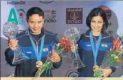  ?? HT PHOTO ?? Jitu Rai and Heena Sidhu won India’s first gold. ▪