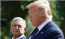  ?? Photograph: Kevin Lamarque/Reuters ?? Amlo watches Donald Trump, who had launched his presidenti­al campaign in 2015 by referring to Mexicans as rapists.