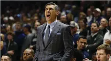  ?? GERRY LANDERS - THE ASSOCIATED PRESS ?? Villanova head coach Jay Wright reacts during a game against Xavier Feb. 22.