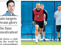  ??  ?? Lofty ambitions: Harry Kane is in high spirits during final training yesterday