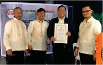  ?? CONTRIBUTE­D PHOTO ?? (From left) Saruf RD-CAR Rick Reyes, Saruf RD for Northern Luzon Leomer Cuaton, OCD-CAR Regional Director Albert Mogol, and Saruf founding president Dr. Gerardo Carual, LSC, CSP.