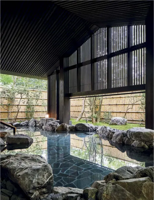  ??  ?? Above — The onsen uses mineral-rich water from a local hot spring.
