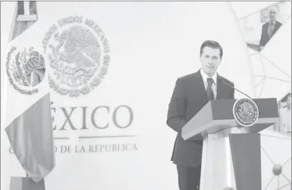  ?? Foto Carlos Ramos Mamahua ?? El presidente Enrique Peña Nieto durante su discurso de ayer en Palacio Nacional