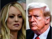  ?? AFP COMBO PHOTO ?? COSTLY COUPLING
Adult film actor Stormy Daniels (left) in Hollywood, California, and former United States president Donald Trump in New York City on March 25, 2024.