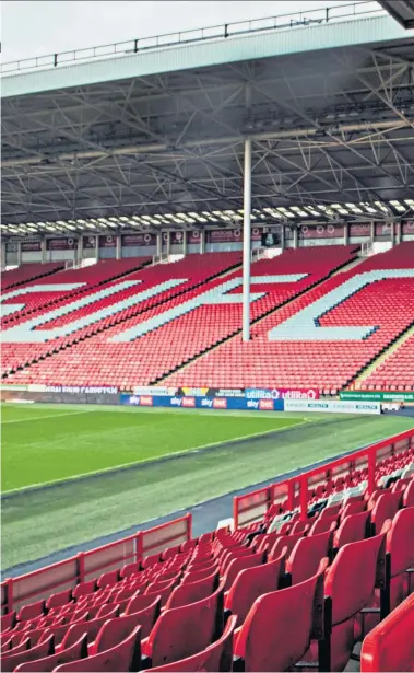  ?? ?? Club legend: Tony Currie sits in the stand at Bramall Lane that bears his name, and reflects that Sheffield United ‘saved my life’