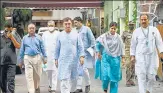  ?? ANI ?? Congress leaders after submitting a memorandum to the EC, in New Delhi on Friday.