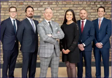  ?? NAOISE CULHANE ?? Maples and Calder managing partner Peter Stapleton (centre) with new partner and Of Counsel appointmen­ts (l-r) Karole Cuddihy, Eugene McCormick, Nichola O’Reilly, William Darmody and Morgan Pierse