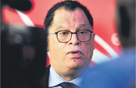  ?? Pictures: Gallo Images ?? NOT GIVING ANY COMMENT. Safa president Danny Jordaan during a media conference for the Soccer World Cup trophy tour on March 1 this year in Kempton Park.