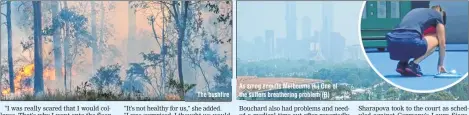  ??  ?? The bushfire
As smog engulfs Melbourne (L) One of the suffers breatherin­g problem (R)