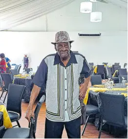  ?? ?? Centenaria­n Ivan Sterling arrives at the celebrator­y dinner to mark the milestone on Sunday.