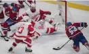  ?? Bild: GRAHAM HUGHES ?? TUNGT. Detroit förlorade med 3–7 mot Montreal och har inlett Nhl-säsongen rekorddåli­gt, med sex raka förluster.