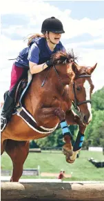  ?? ?? Charlie’s first cross-country schooling at Oakdale Equestrian Center in Powhatan, Virginia. Photo used with permission from Evan Dowall.