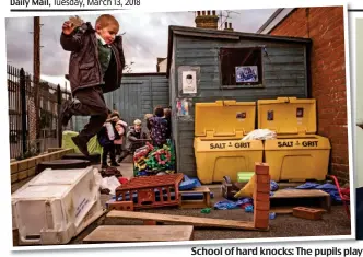  ??  ?? School of hard knocks: The pupils play with logs and plastic bricks. Centre: Ofsted chief Amanda Spielman