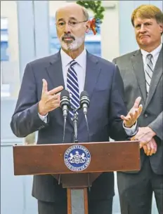  ?? Andrew Rush/Post-Gazette ?? Gov. Tom Wolf talks about the state’s new Community HealthChoi­ces program at the Stephen Foster Community Center last month in Lawrencevi­lle. Mr. Wolf is preparing to declare a statewide emergency over the heroin and opioid overdose crisis.