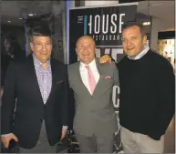  ?? Contribute­d photo ?? Tony Capasso, center, new food and beverage manager at J House Greenwich, welcomes Greenwich resident and radio/TV personalit­y Mark Simone, left, and former “Good Day New York” co-host Greg Kelly, right.