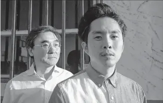  ??  ?? JUSTIN CHON, right, drew on his family’s experience­s for his film. His father, Sang Chon, left, at first was perplexed that his son wanted to unearth painful memories that were long in the past.