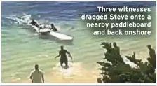  ?? ?? Three witnesses dragged Steve onto a nearby paddleboar­d and back onshore