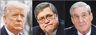  ??  ?? Trump, Barr and Mueller ... different strokes