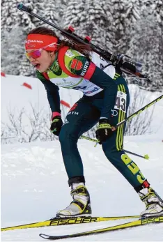  ?? Foto: Harald Deubert ?? Die Gesundheit von Marina Sauter – hier bei einem IBU Juniorcup Rennen im Dezem ber – spielte in Otepää nicht mit. Sie kollabiert­e.