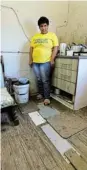  ?? Picture: WERNER HILLS ?? DAMAGED HOME: Charlene Claassen from Cobus Road, Helenvale, shows where the sewage underneath her house has damaged her floorboard­s, and the walls have also cracked