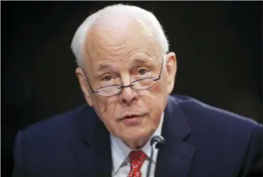  ?? PABLO MARTINEZ MONSIVAIS — THE ASSOCIATED PRESS ?? In this photo, John Dean, former Counsel to the President President Richard Nixon, speaks to the Senate Judiciary Committee during the final stage of the confirmati­on hearing for President Donald Trump’s Supreme Court nominee, Brett Kavanaugh, on Capitol Hill in Washington. It’s a different time with different circumstan­ces, but parallels with Watergate have been growing by the week. A White House seething with intrigue and backstabbi­ng, hunting for the anonymous Deep-State-Throat. A president feeling besieged by tormentors, tending his own enemies list. A special prosecutor’s investigat­ion, sparked by a break-in at the Democratic National Committee. Dean is even testifying to Congress about the abuse of power.