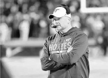  ?? RYAN M. KELLY/GETTY IMAGES ?? Virginia Tech head coach Justin Fuente faces 2018 with a lot of new players: “We’ve got a lot of challenges, but I like the way our guys are trying to go answer them.” The Hokies ended last season with a 9-4 record and ranked 24th.