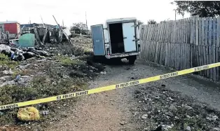  ??  ?? ABANDONED: A courier bakkie found by the Port Elizabeth K9 Unit in New Brighton after a hijacking two weeks ago