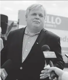  ?? MICHELLE BERG ?? Save-On-Foods president Darrell Jones speaks to media at the future site of a grocery store in Kensington on Tuesday.