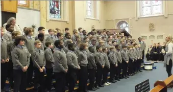  ??  ?? St. Patrick’s Boys National School choir performing at the Festival Of Carols at St. Mary’s Church on Sunday afternoon.