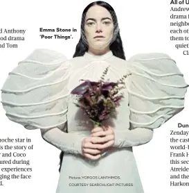  ?? Picture: YORGOS LANTHIMOS, COURTESY SEARCHLIGH­T PICTURES ?? Emma Stone in ‘Poor Things’.