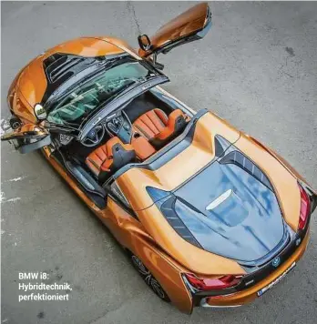  ??  ?? BMW i8: Hybridtech­nik, perfektion­iert