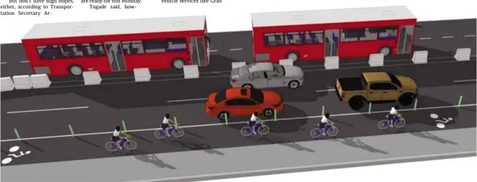  ??  ?? GREAT EDSA EXPECTATIO­NS An illustrati­on released on Friday by the Department of Transporta­tion shows how the country’s busiest highway will be redesigned especially to make it more “biker-friendly,” as most public transporta­tion systems resume operations at a limited capacity in Metro Manila next week.