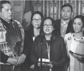  ?? JUSTIN TANG/THE CANADIAN PRESS ?? Colten Boushie’s mother Debbie Baptiste and other family members and supporters were in Ottawa on Tuesday to meet with politician­s and call for changes to the justice system.