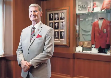  ?? BARBARA J. PERENIC/COLUMBUS DISPATCH ?? Ted Carter held his first State of the University as Ohio State’s president on Thursday.