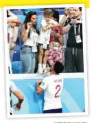  ?? ANGGER BONDAN/JAWA POS ?? IKUT HAPPY: Bek Inggris Kyle Walker (bawah) mendatangi kekasihnya, Annie Kilner, yang mendukungn­ya di tribun VIP Stadion Nizhny Novgorod.