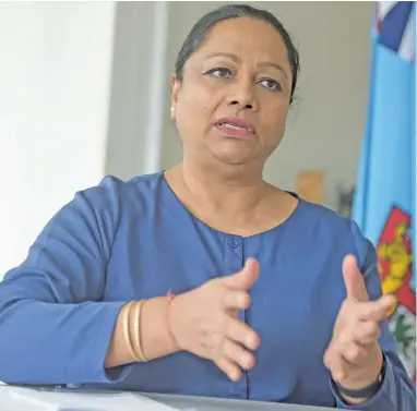  ?? Photo: Ronald Kumar ?? Minister for Local Government Premila Kumar speaking to the Fiji Sun on May 6, 2020.