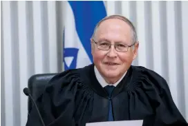  ?? (Yonatan Sindel Flash 90/pool) ?? JUSTICE ELYAKIM RUBINSTEIN at his retirement ceremony at the High Court in Jerusalem on Tuesday.