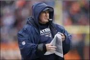  ?? GARY LANDERS - THE ASSOCIATED PRESS ?? FILE - In this Dec. 15, 2019, file photo, New England Patriots coach Bill Belichick stands on the sideline during the second half of the team’s NFL football game against the Cincinnati Bengals in Cincinnati.