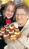  ??  ?? ●●Sarah Walker and Anne Entwistle at Shawforth Chapel coffee morning