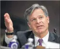 ?? GETTY IMAGES ?? Christophe­r Wray testifies during his confirmati­on hearing before the Senate Judiciary Committee last month. Wray replaces James Comey as FBI director.
