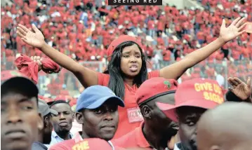  ?? OUPA MOKOENA ?? EFF supporters at the party’s election manifesto launch at Giant Stadium in Soshanguve yesterday. |