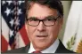  ?? OLIVIER DOULIERY/ABACA PRESS ?? Rick Perry speaks after being sworn in as secretary of energy on March 2 in Washington, D.C.