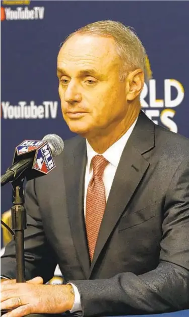  ?? GETTY ?? Players union has dared Rob Manfred to impose 48-50 game season that nobody really wants.