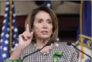  ?? ASSOCIATED PRESS ?? House Minority Leader Nancy Pelosi of Calif. speaks during a news conference on Capitol Hill in Washington on Thursday.